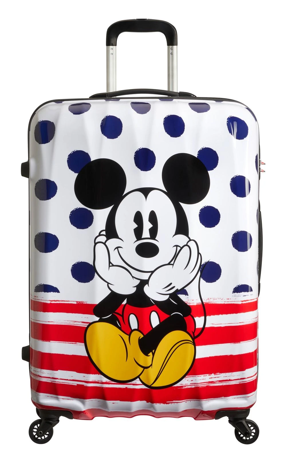 American Tourister Disney Legends Spinner 75 / 28 Alfatwist 2.0 Trolley Mickey Blue Dots