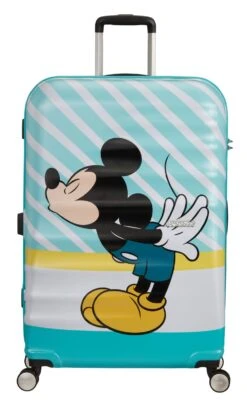 American Tourister Wavebreaker Disney Spinner 77 / 28 Disney Trolley Mickey Blue Kiss