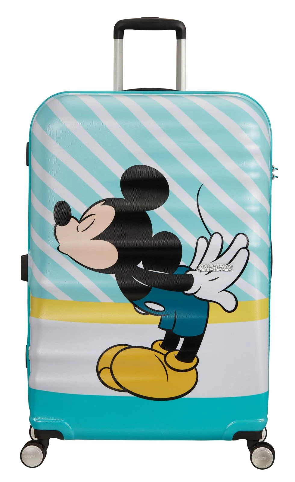 American Tourister Wavebreaker Disney Spinner 77 / 28 Disney Trolley Mickey Blue Kiss
