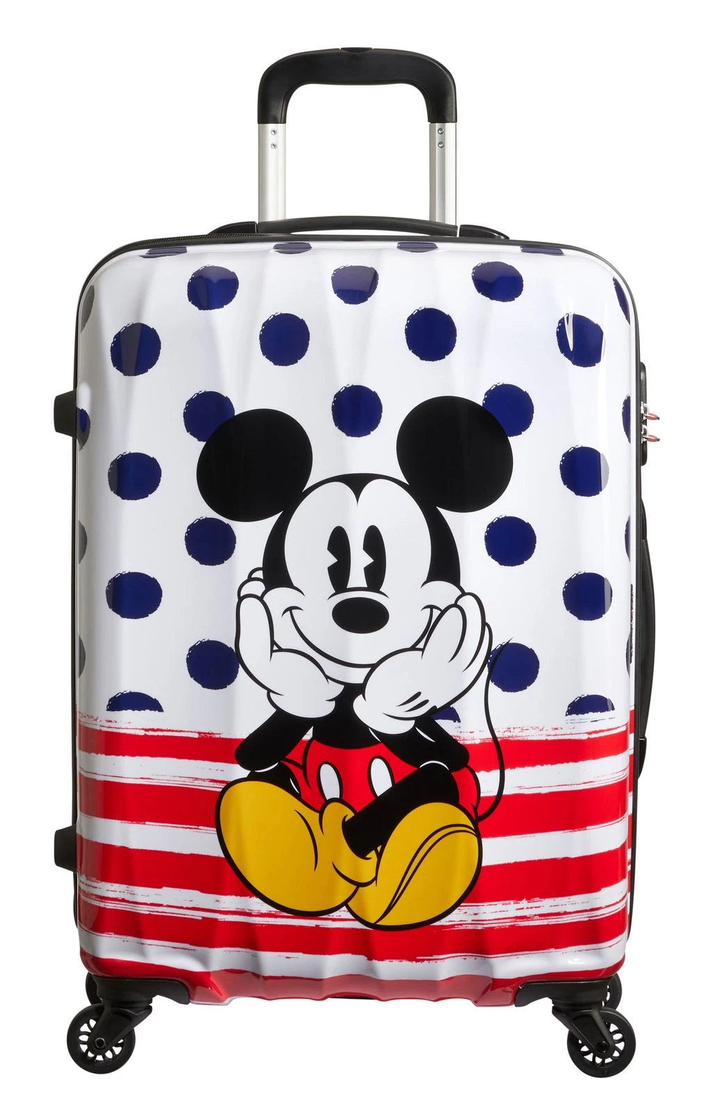 American Tourister Disney Legends Spinner 65 / 24 Alfatwist Trolley Mickey Blue Dots